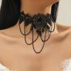 Fashion Personality Retro Jewelry Black Lace Clavicle Chain Female Exaggerated Lace Necklace Jewelry