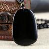 for Men Auspicious Beaded Chain Stone Rope Dragon Totem Pendent Necklace Carved Natural Obsidian