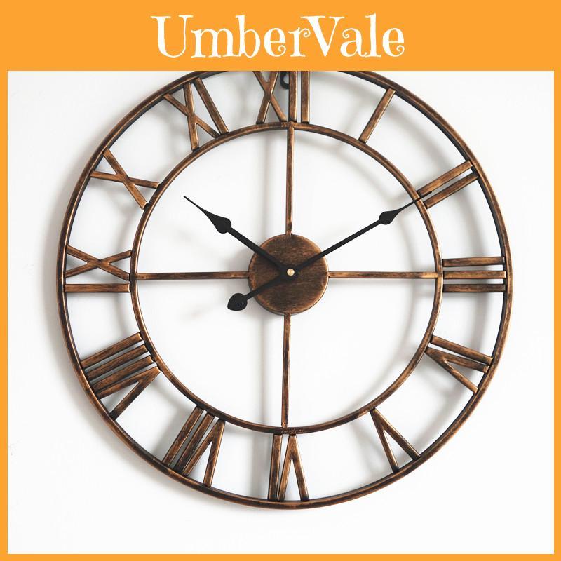 Retro Metal Round Wall Clock With Analog Hands For Kitchen And Office Spaces