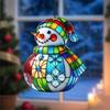 Cute Snowman Suncatcher Acrylic Stained Glass Window Hanging Ornament for Christmas Car Indoor Outdoor Decor
