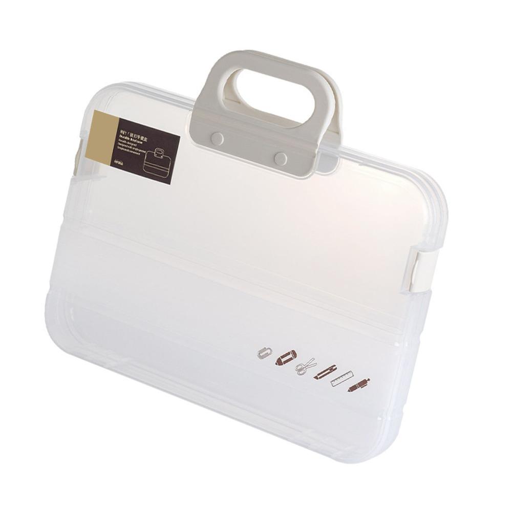 Plastic A4 File Organizer Multi Pockets Plastic File Folder Business File Carrying