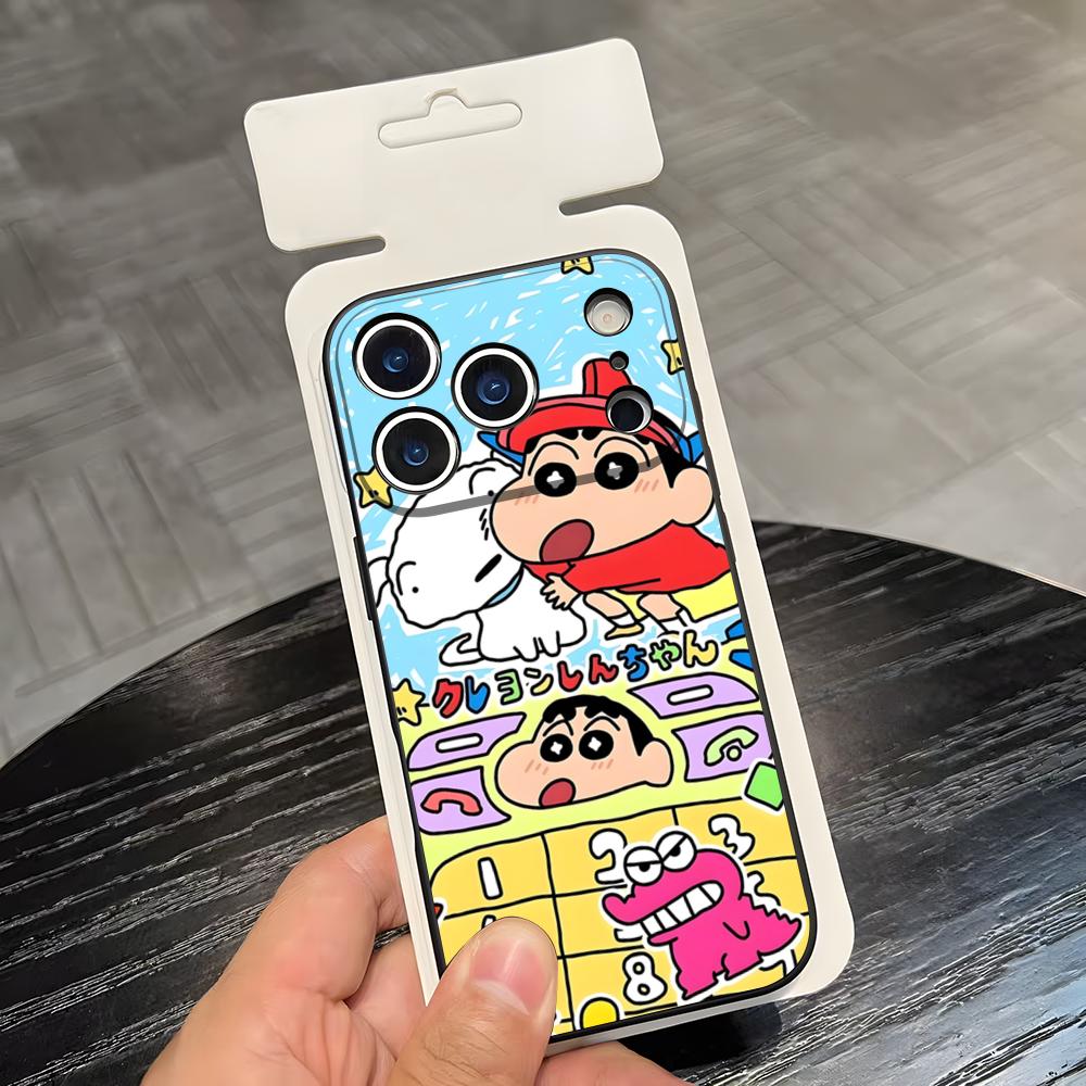 C-Crayon S-ShinChan Phone Case For IPhone 17 Air 16 E Pro Max 15 14 13 Mini 12 Pro 11 Max Plus Black Soft Shell