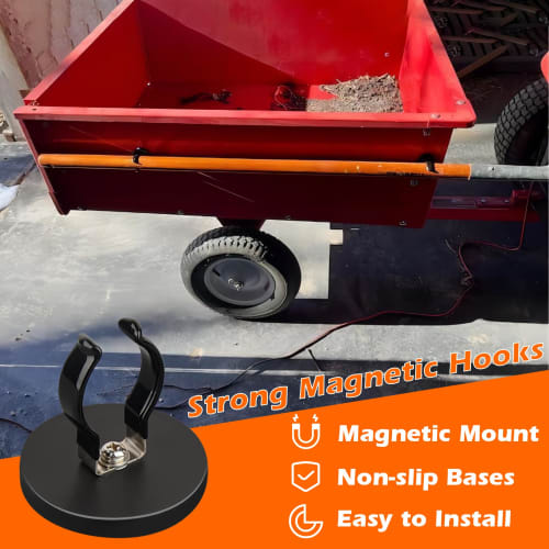 MUTUACTOR Magnetic Hook, Non-Slip Magnetic Mount, Heavy-Duty Hook for Flashlight Holder, 10 Lbs, Large Opening Universal Magnet for Garage, Garden, an