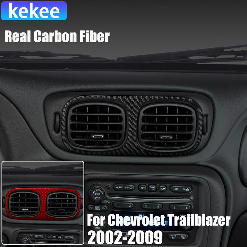 Real Carbon Fiber Car Accessories Center Air Vent Trim Cover Soft Sticker For Chevrolet Trailblazer 2002 03 04 05 06 07 08 2009