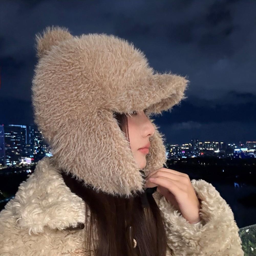 Plush Winter Cap Warm Plush Hat Korean Style Ear Protection Hat for Women