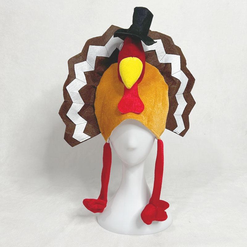 1PC new Thanksgiving decorations turkey hat European and American Halloween chicken leg hat open screen modeling cartoon long leg hat