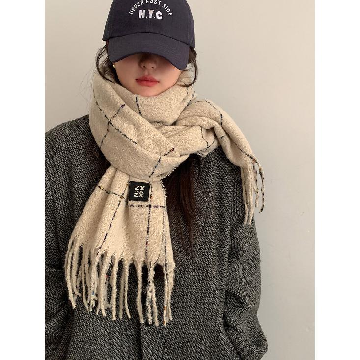 Шарф Зимний Новая Коллекция Осенне-Зимняя Атмосфера Клетчатая Бахрома Для Пар, Теплый И Студенческий Стиль Высокого Класса Шарф