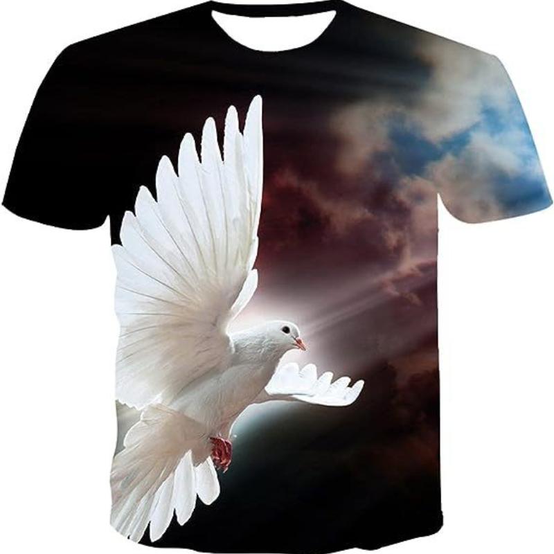 Мужские футболки на весну и лето, модная футболка с принтом орла, круглым вырезом и коротким рукавом, 3D футболка