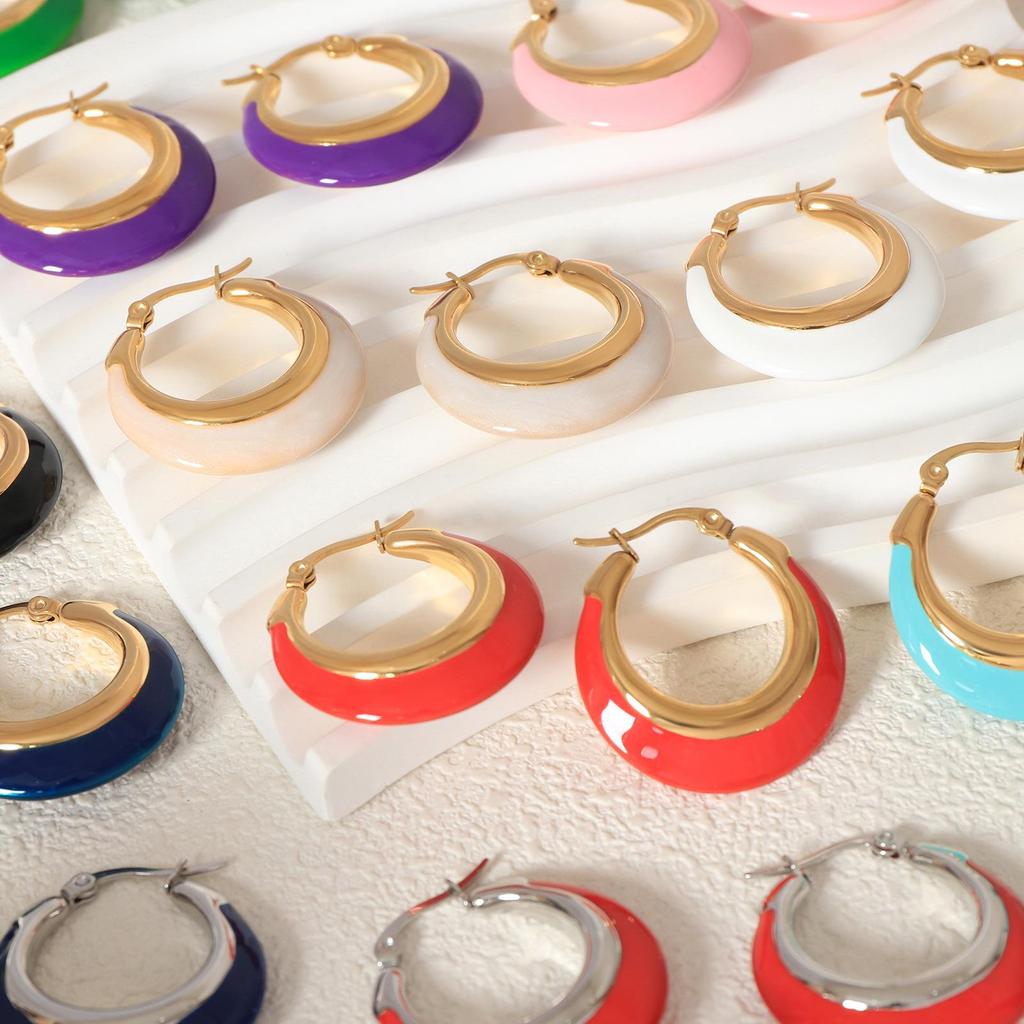 Ретро Эпоксидные Серьги-Кольца с Эмалью: Модный, Высококлассный и Универсальный