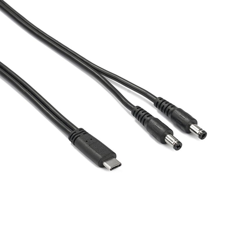 Кабель питания Type C на двойной DC5525 5,5x2,5 мм Штекеры 5525 для роутеров, видеонаблюдения и многого другого 20 В 65 Вт 1 м