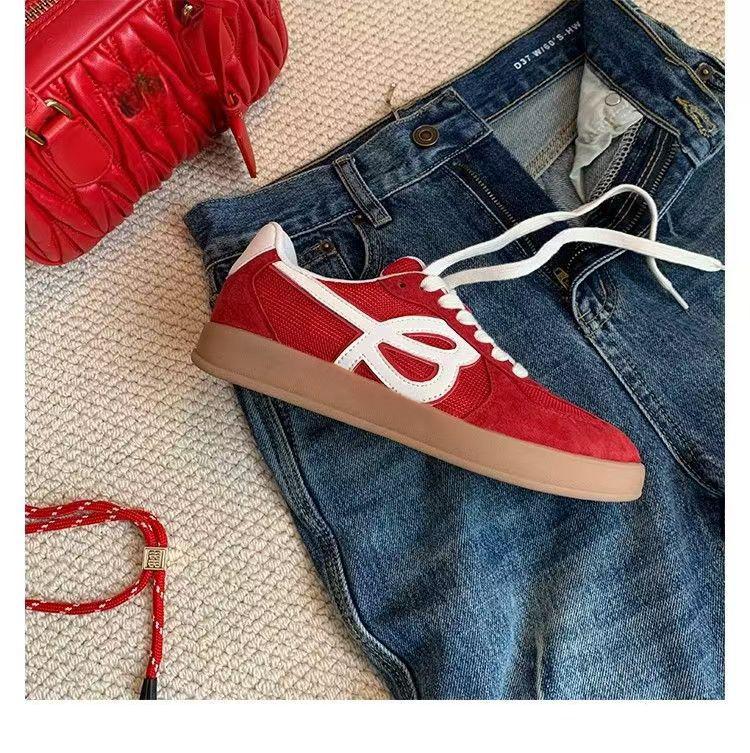 Flats Women Suede Sport Shoes Casual Walking Fashion Sneakers 2024 Spring New Lace-up Running Cozy Hiking Shoes Zapatos Femme