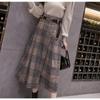 Зимняя ретро клетчатая длинная шерстяная юбка для женщин с высокой талией, утягивающая, нестандартная А-силуэтная юбка большого размера