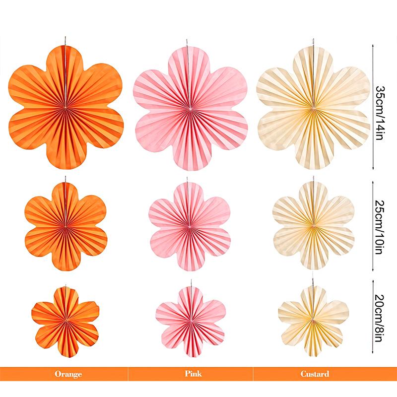 9 шт. Подвесные бумажные веера Обои Свадебное украшение Цветочная стена Вечеринка Доступно несколько вариантов