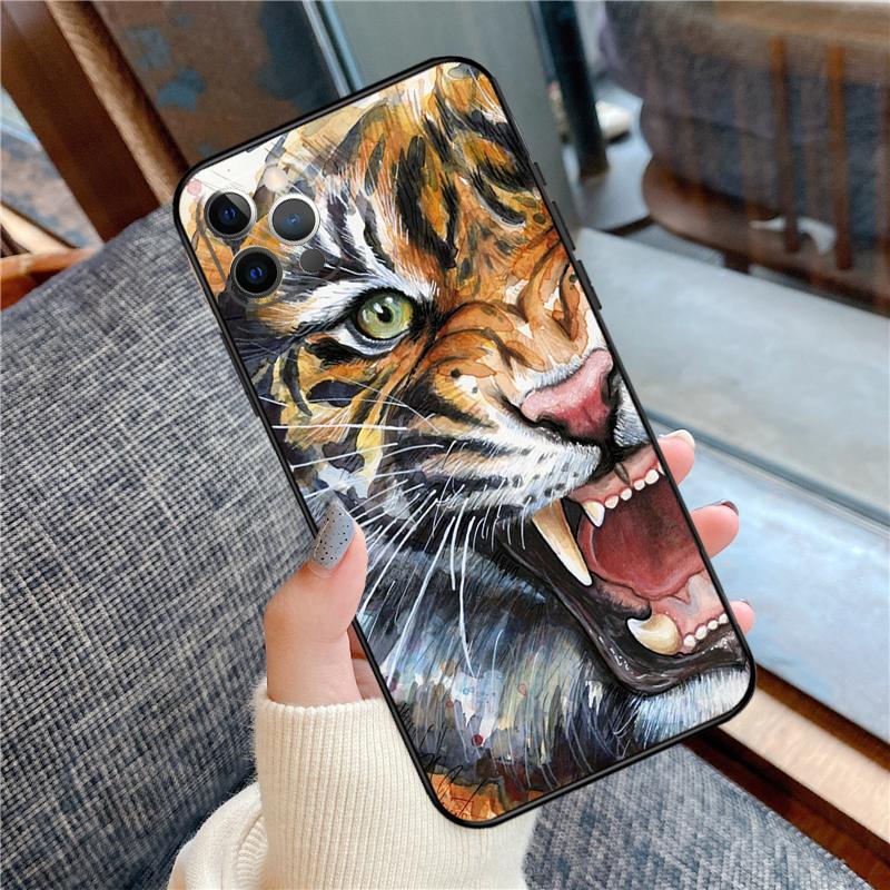 Чехол для телефона с изображением свирепого тигра для iPhone 16 15 14 12 11 13 Pro Max 12 13 mini XR 15 16 Plus 16e Защитный корпус