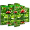 Five Piece Picture Canvas Print Ladybird Grass Drop