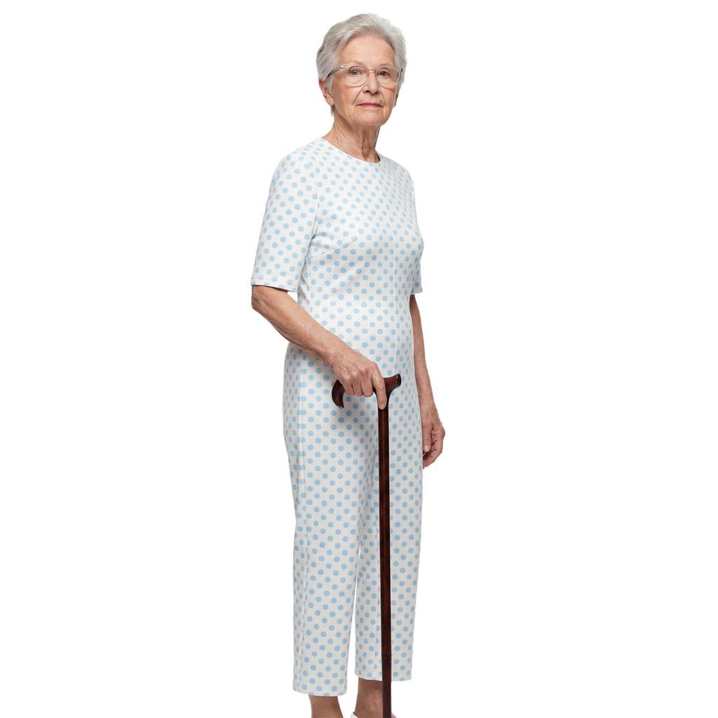 S-3XL Womens Elderly Nursing Floral Print Jumpsuit Short Sleeve Back Zipper Lounging-style Anti-strip Adaptive Rompers for Alzheimer Special Needs
