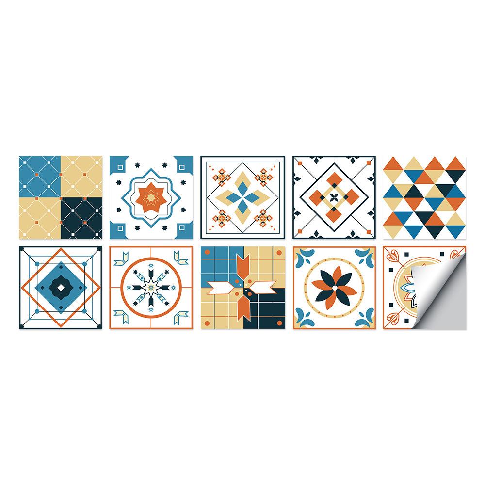 10 Pieces European Style Tile Wall Sticker Self-Adhesive Living Room Bathroom Renovation Wallpaper Pvc Crystal Film Tile Sticker