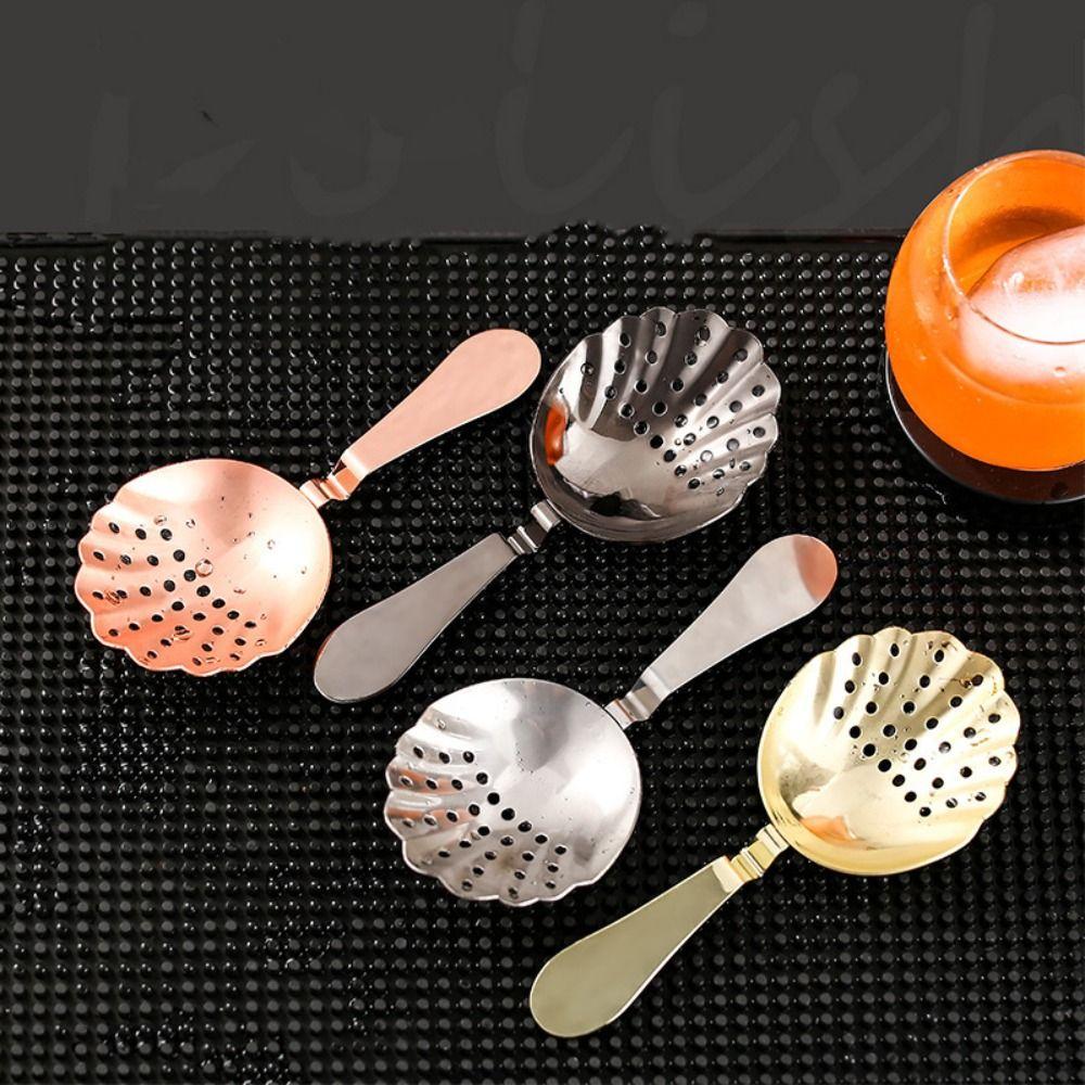 Stainless Steel Shell Shaped Bartender Julep Bar Strainer Percolator Cocktail Tool Ice Cube Filter