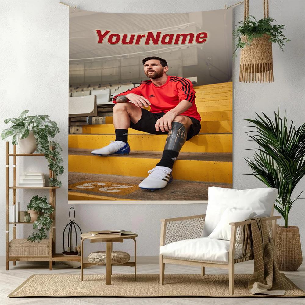 Messi Custom Your Name Wall Decor Tapestry Art For Pet Memorial Birthdaywedding Party Backdrop Family Gift