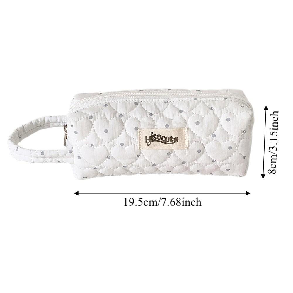 with Lanyard Korean Dots Stationery Bag Pen Bag Cloth Pencil Pouch Love Pencil Case Office