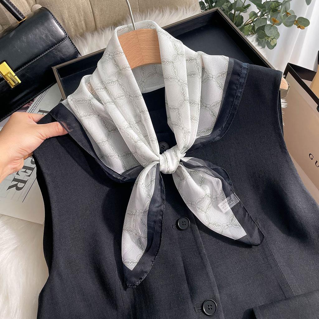 Luxury Square Scarf For Women Hijab Hair Bands Neckerchief For Beach Decoration Female Satin Shawl Ribbon Headband Wraps Bandana