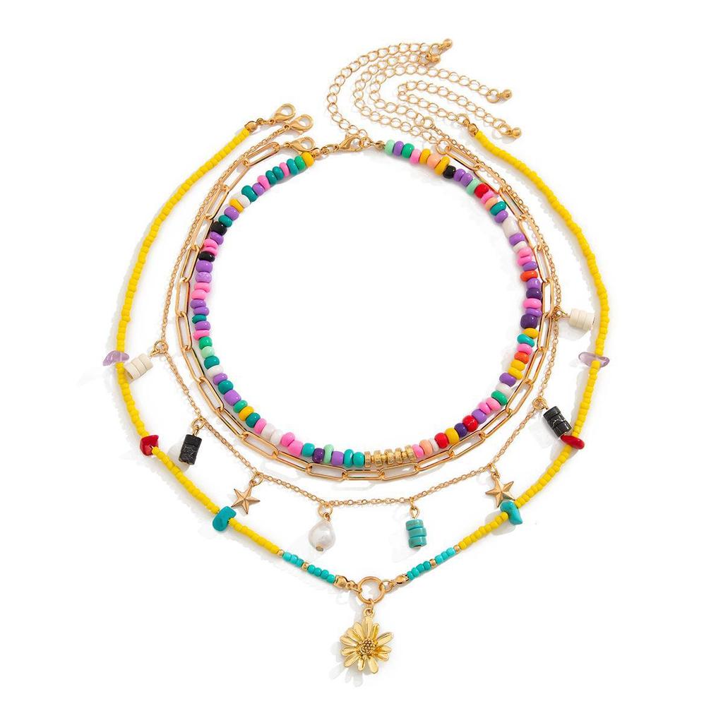 Комплект ожерелий с подвеской «Русалка-кисточка» — многослойная сплавная ключичная цепочка