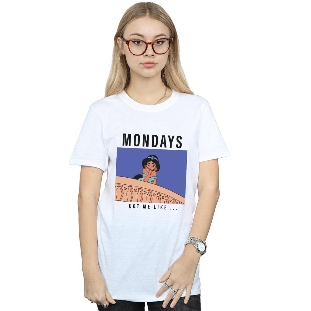Disney Princess Womens/Ladies Jasmine Mondays Got Me Like Cotton Boyfriend T-Shirt