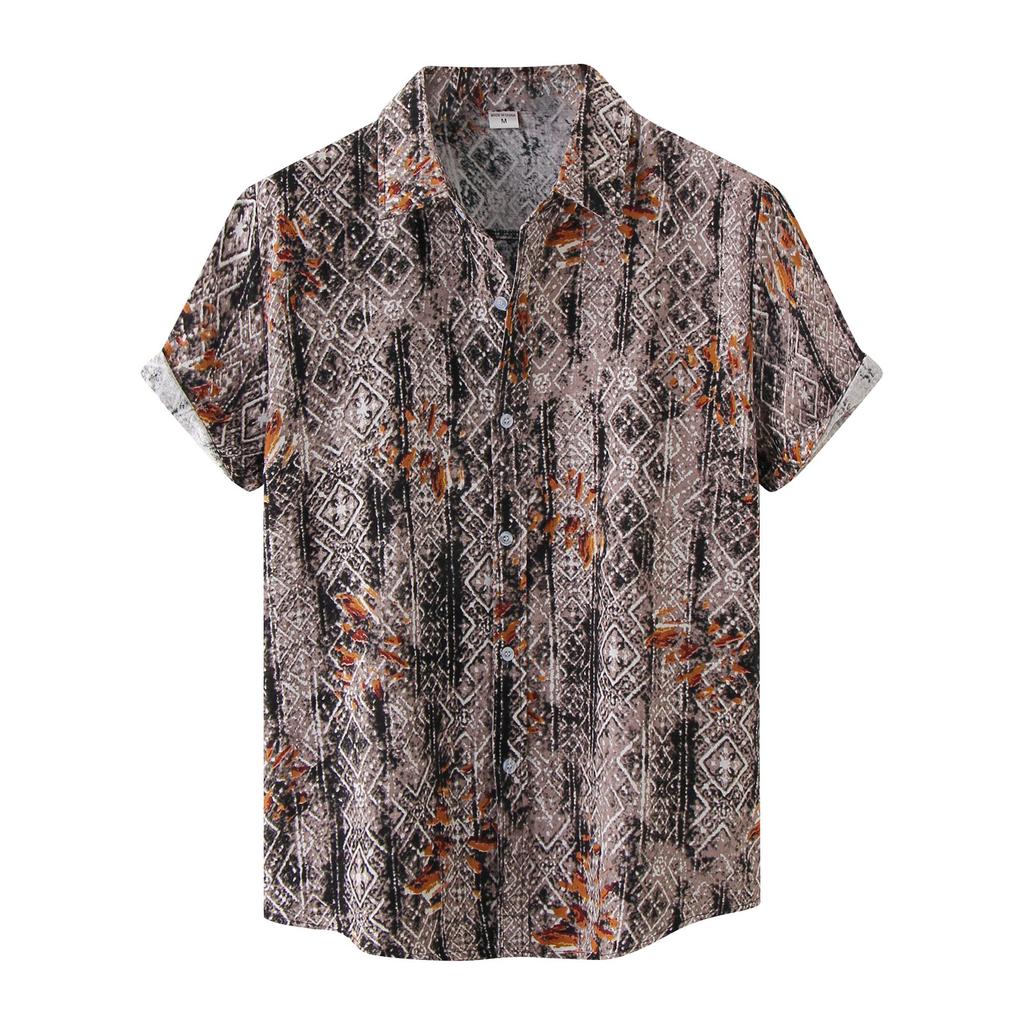 Мужская рубашка Hawaiian Vacation с коротким рукавом, свободная, повседневная, из хлопка и льна с принтом