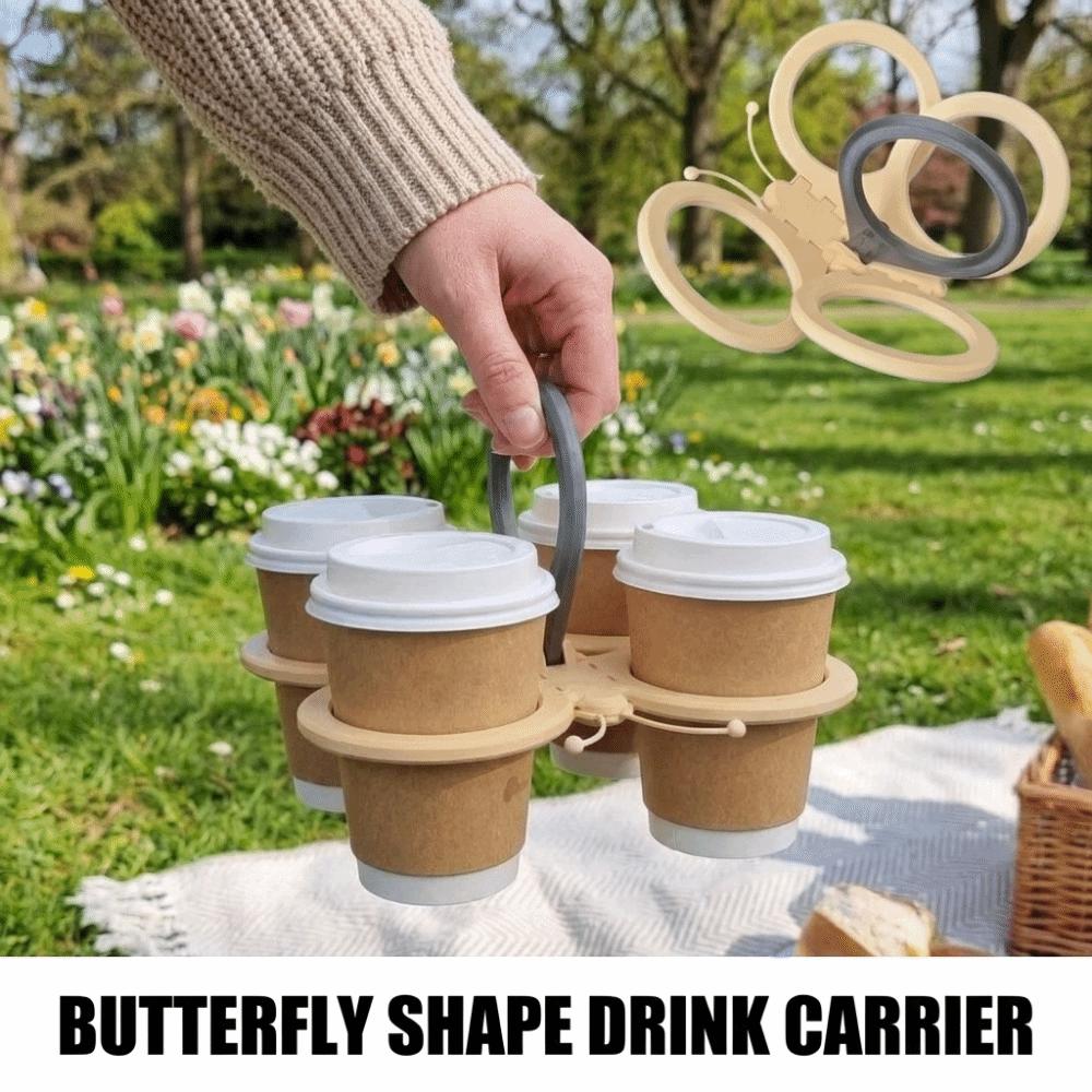 Anti Scalding Butterfly Shape Drink Carrier Plastic Folding Cup Holder for Picnic