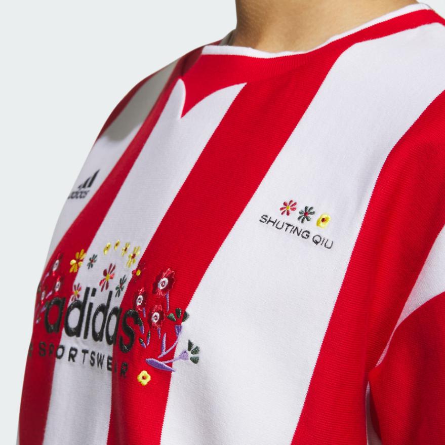 Adidas Повседневная футболка с цветными блоками и алфавитом X Shuting Qiu, женские топы, светло-малиновые IM8446