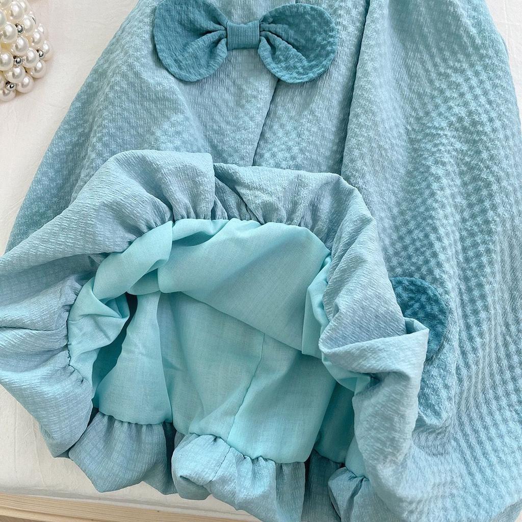 Летний комплект для девочек Корейский бант Безрукавка+шорты