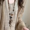 Длинная цепочка-кулон с кисточкой, деревянное богемное ожерелье, милое этническое ожерелье, подарки для девочек