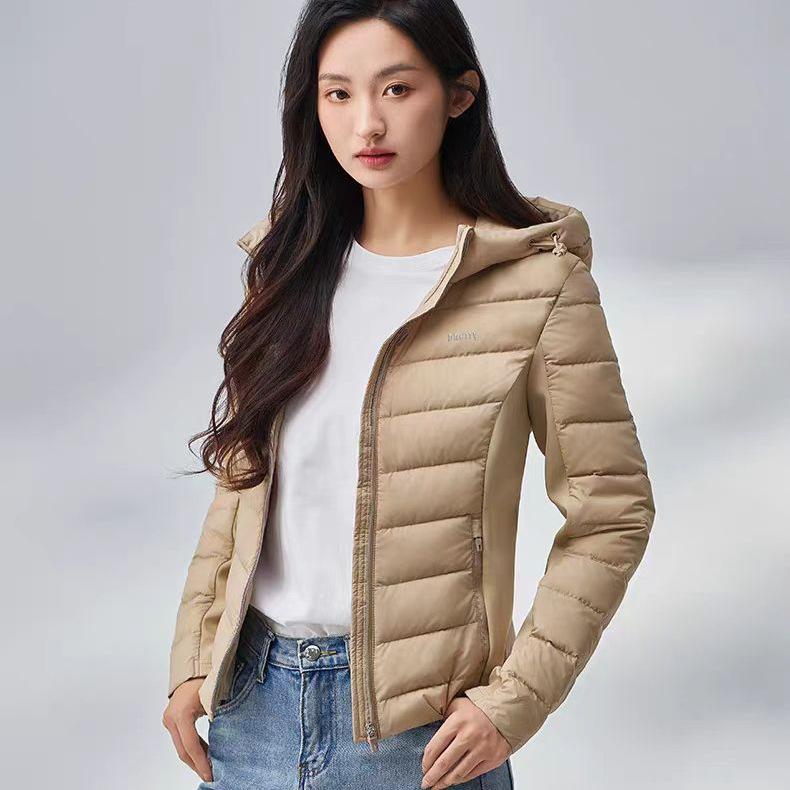 New light white duck down jacket women's autumn and winter warm short hooded outdoor sports yoga clothes