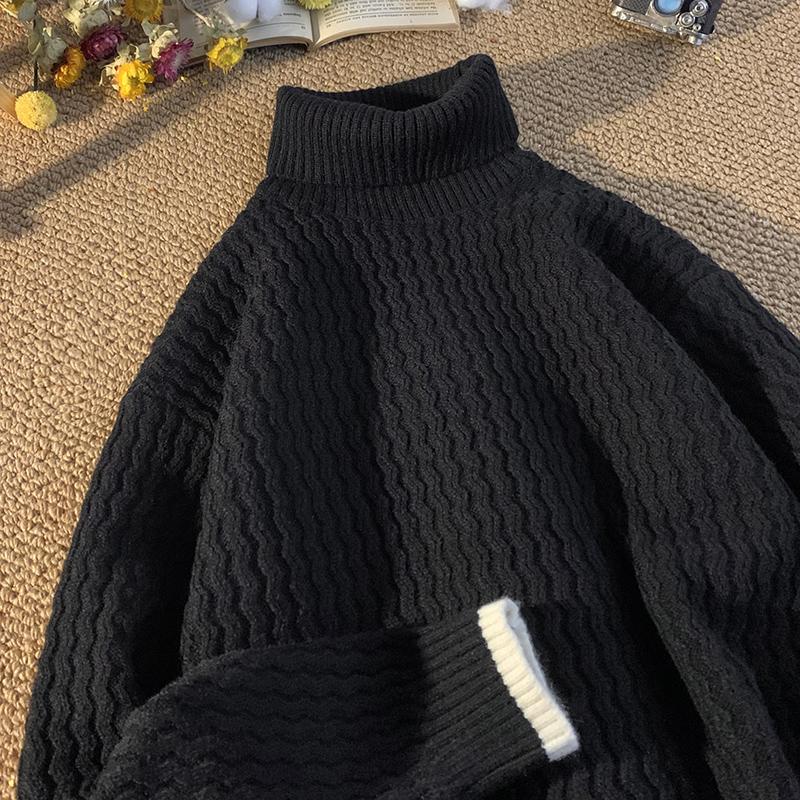 Autumn Winter Sweaters Men Casual High Neck Knitted Pullovers Male Solid Loose Turtleneck Sweater Man Pullover