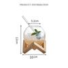 Cocktail Round Ball Glass Cup with Wood Holder Straw Transparent Moon Ball Cold Drinking Juice Cups Holiday Beach Glass Cup