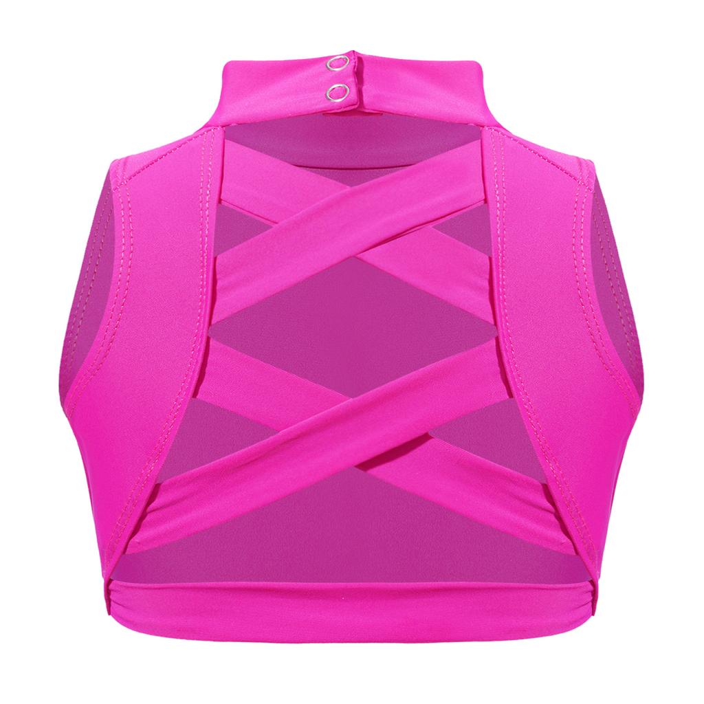 Укороченные топы с вырезом крест-накрест на спине для девочек, спортивная танцевальная спортивная одежда