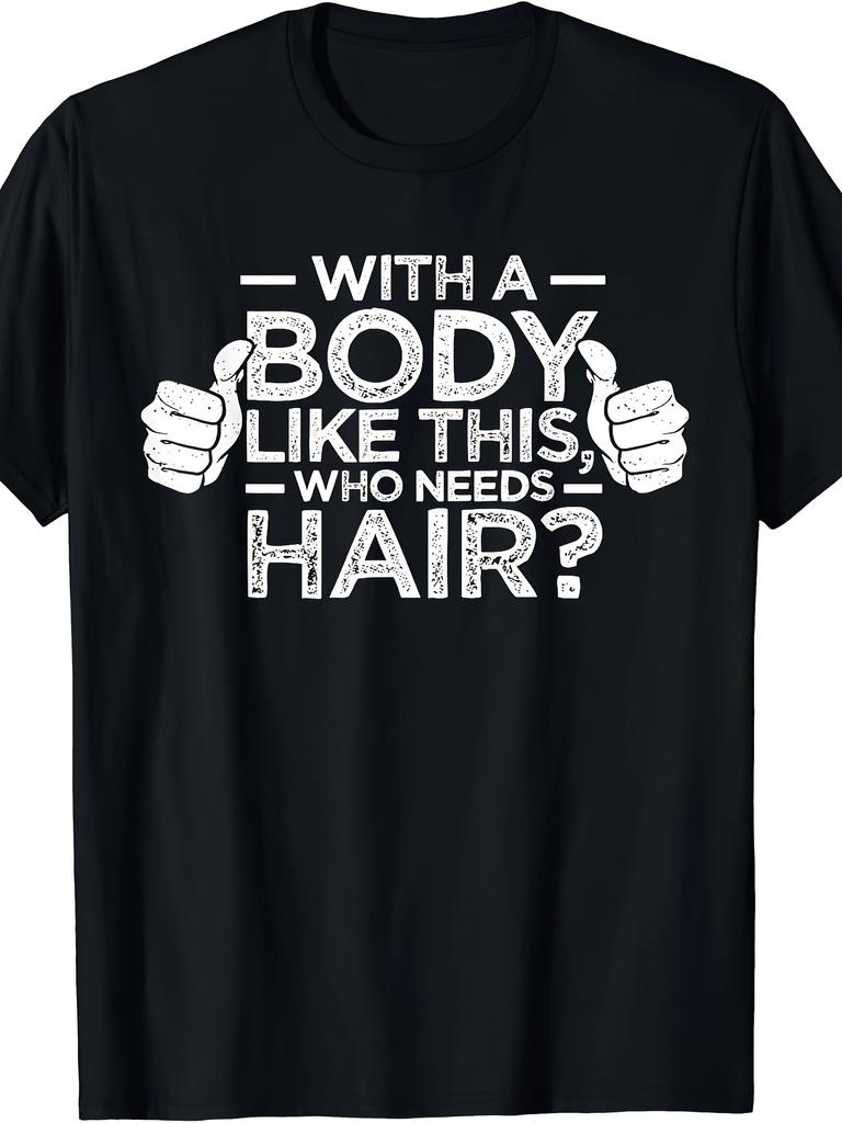 Футболка Unique Bald Men's Graphic Tee - мягкая, повседневная футболка с круглым вырезом и забавным юмористическим принтом