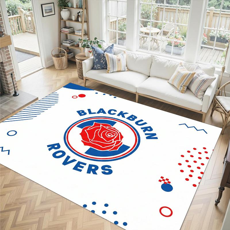 Blackburn Rovers Football Design Crystal Velvet Carpet Cozy Non?Slip Printed Rug For Bedroom Living Room Entrance