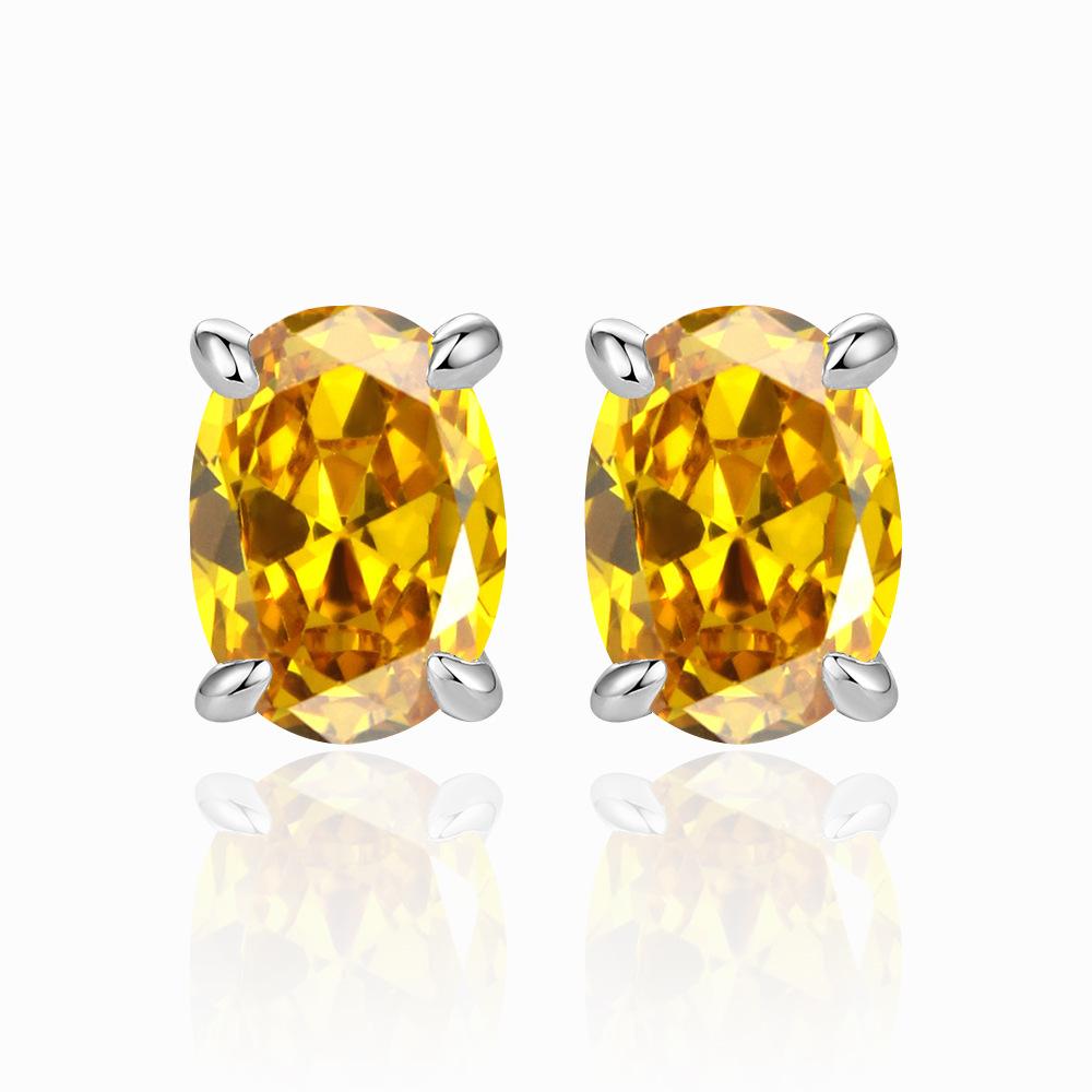 European and American Sterling Silver Stud Earrings Fashion S925 Sterling Silver Earrings Fashion Oval Zircon 925 Silver Stud Earrings