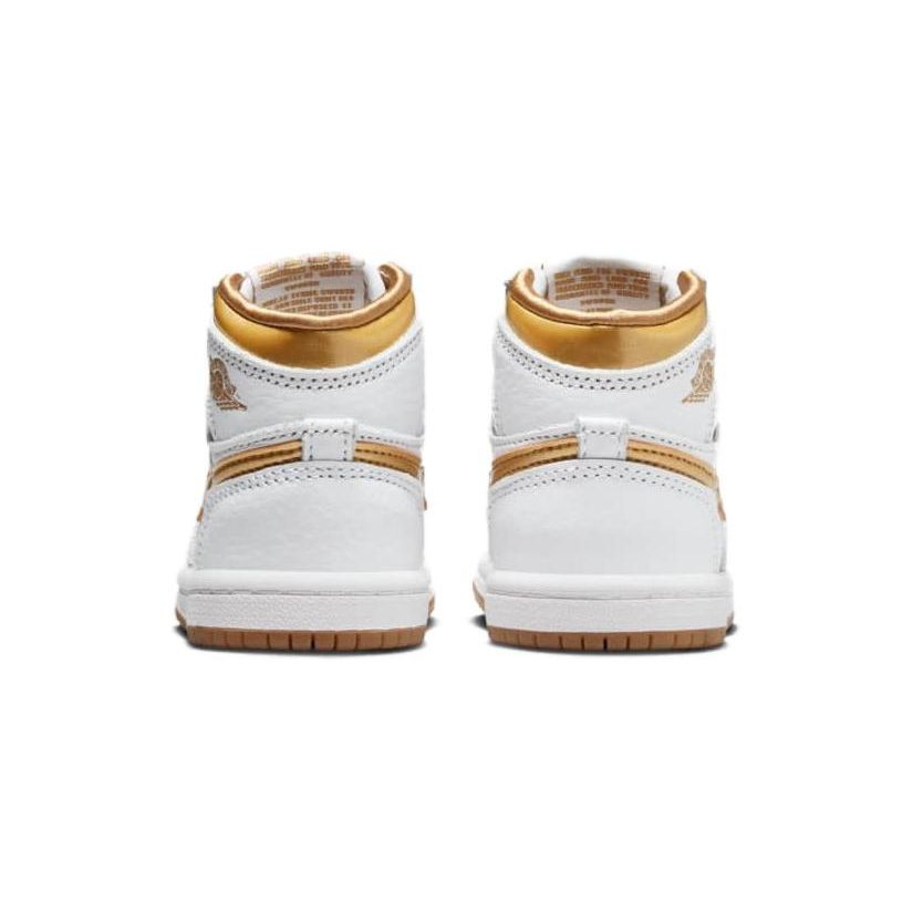 Детские кроссовки Air Jordan 1 Retro High OG TD Metallic Gold White Gum-Light-Brown FD2598-107