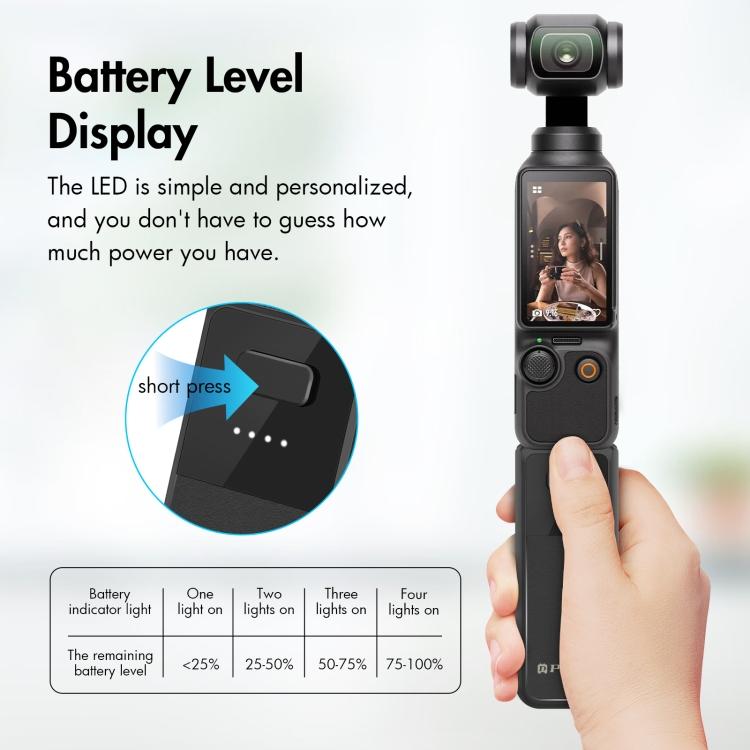 Для DJI Osmo Pocket 3 PULUZ аккумуляторная ручка высокой емкости 2800 мАч (черный)