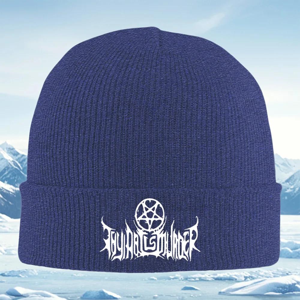 Symbolblack metal style design Knitted Hat Unisex Women Unisex Beanie Pullover Cap Winter Thermal Warm Christmas Outdoor Cycling H