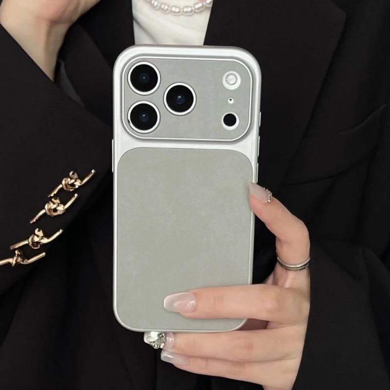Деловой Чехол с Текстурой Кожи Ударопрочный Однотонный Для iPhone 17 16 15 14 13 12 11 17Pro Max Оригинальный Защитный Экологичный Чехол