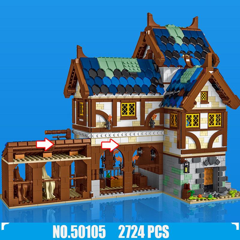Средневековая серия городская конюшня модель строительные блоки городской конюшня кирпичи DIY развивающие игрушки подарки для детей друзья 2724 шт