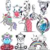 New S925 Silver Multicolor Magic Unicorn Wings Pendant Fashion Beads Fit Original Charms Bracelet For Women DIY Jewelry