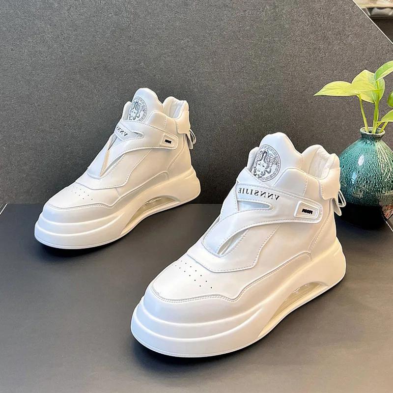 2024 New Air-cushion Shoes Men's Autumn Trend All-match High-top Casual Shoes With Heightened Comfort Sneakers For Men