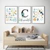 Alphabet and Number Wall Poster for Boys, Custom Name Canvas Painting, Colorful Dinosaur Print, Nursery Wall Art Picture, Kids R