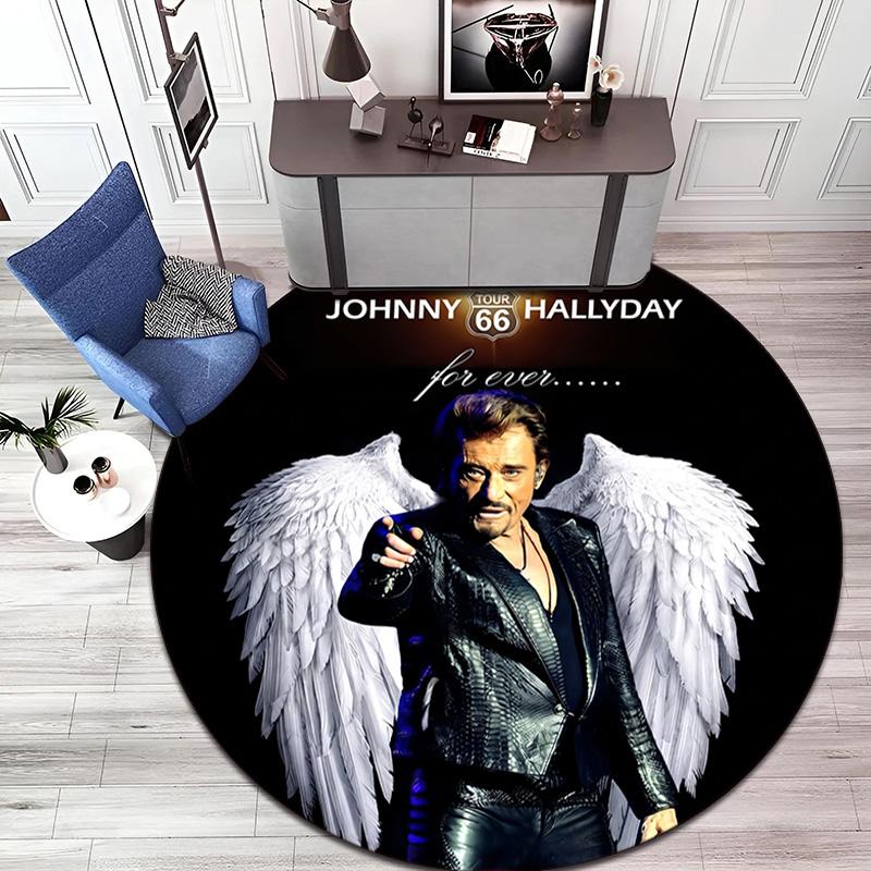 French legendary rock singer and actor Johnny Hallyday Round Carpet Soft Home Decoration Corridor Table and Chair Anti slip Outdoor Floor Mat rug H25