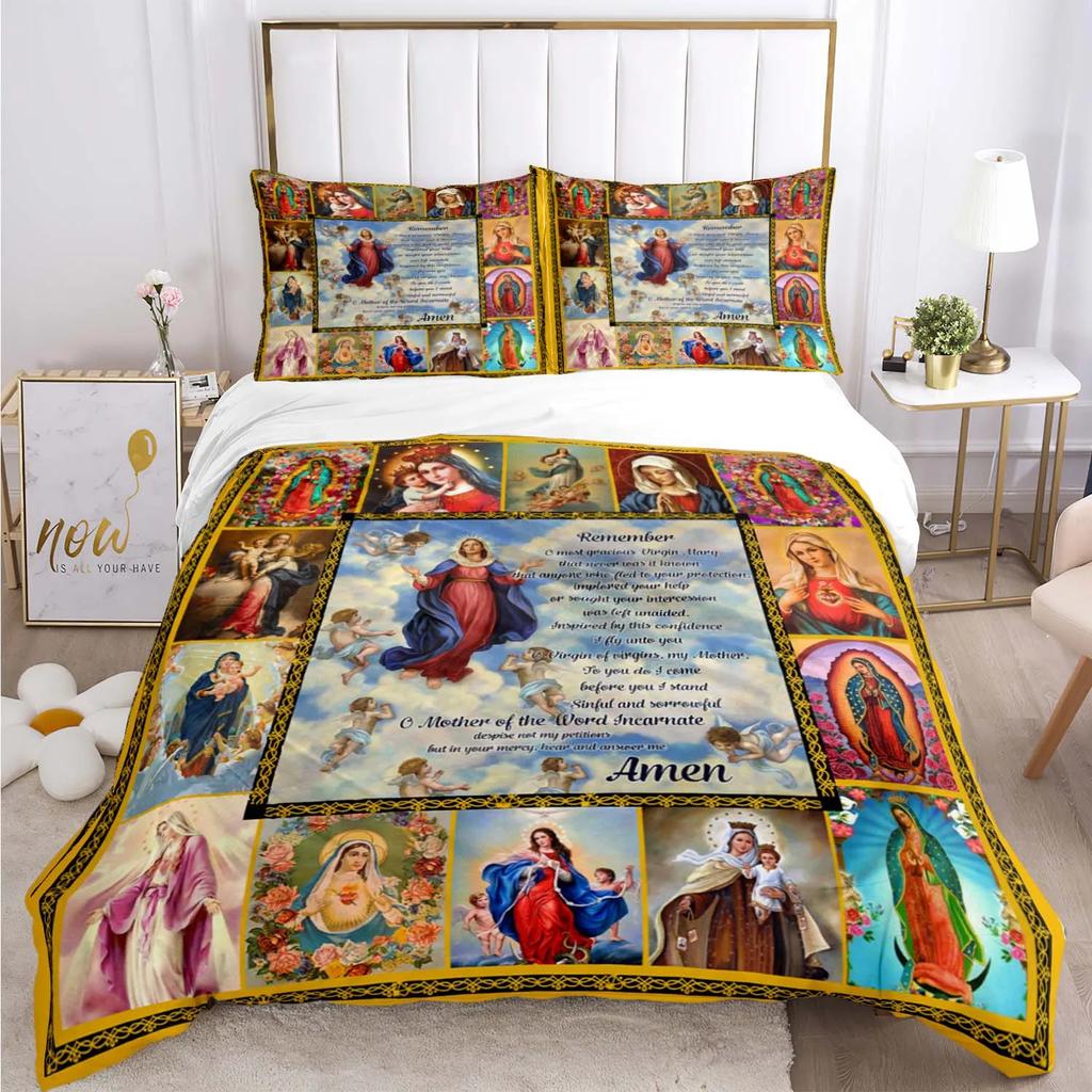 Комплект постельного белья «Иисус, Дева Мария», пододеяльники для фильмов ужасов на Хэллоуин, детское постельное белье, декор, постельное белье с наволочкой, без простыни, 3 шт.