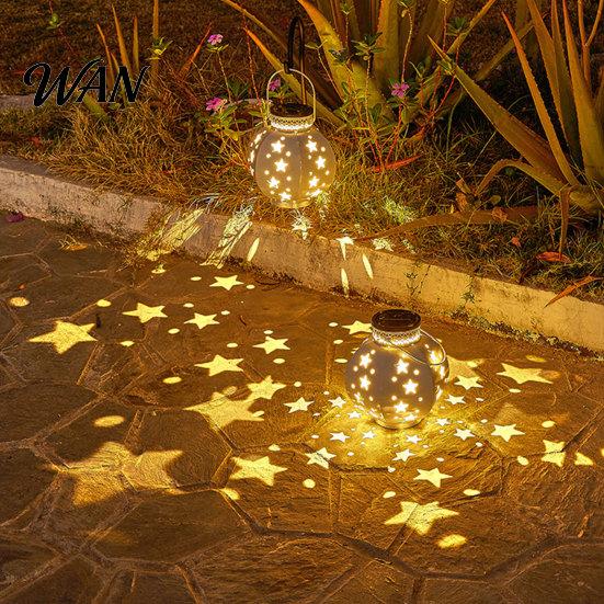 Solar Garden Lights Star Lantern, Metal Light, Waterproof Outdoor Hanging Automatic On Off Lantern for Porch Patio Lawn Pathway Wedding Party